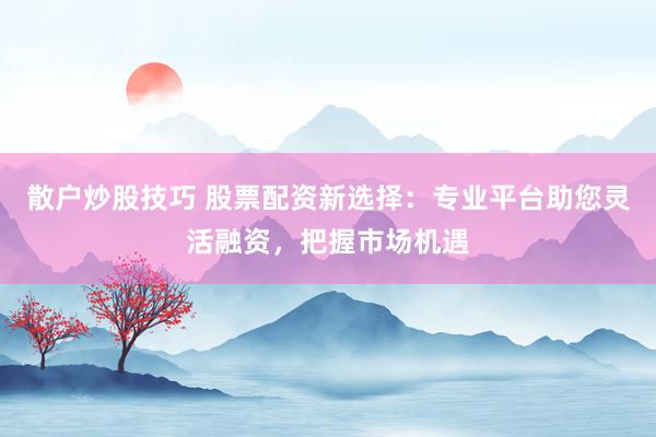散户炒股技巧 股票配资新选择：专业平台助您灵活融资，把握市场机遇