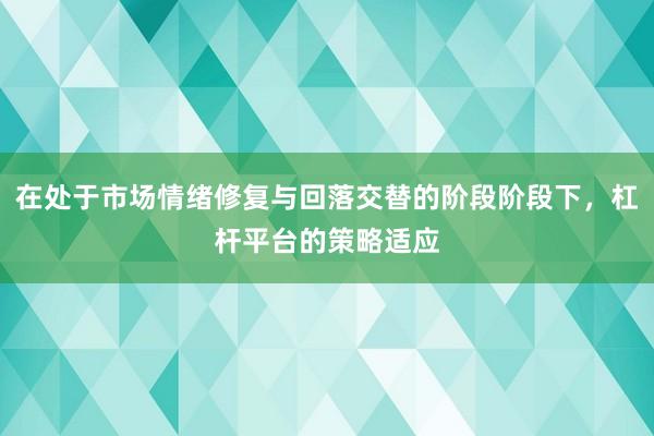 在处于市场情绪修复与回落交替的阶段阶段下，杠杆平台的策略适应